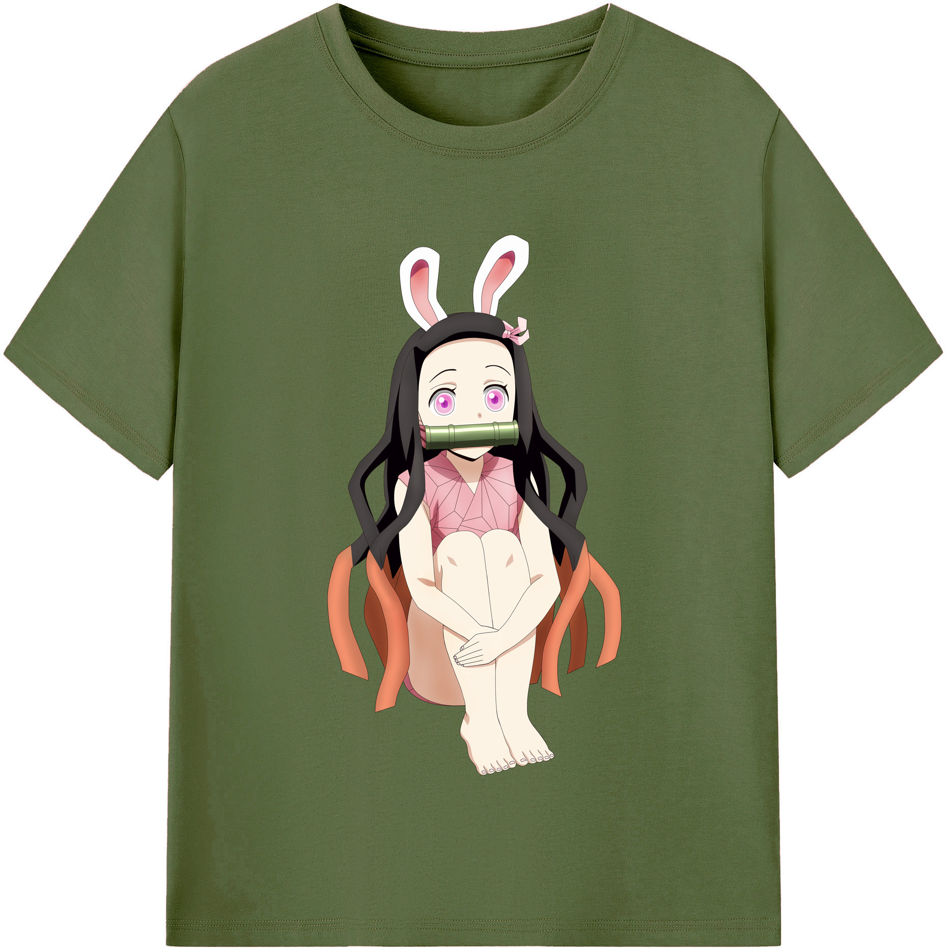（画像用） 鬼滅の刃（きめつのやいば）竈門 禰󠄀豆子／かまど ねずこ Kamado Nezuko 綿100％半袖Tシャツ（フロントプリント）